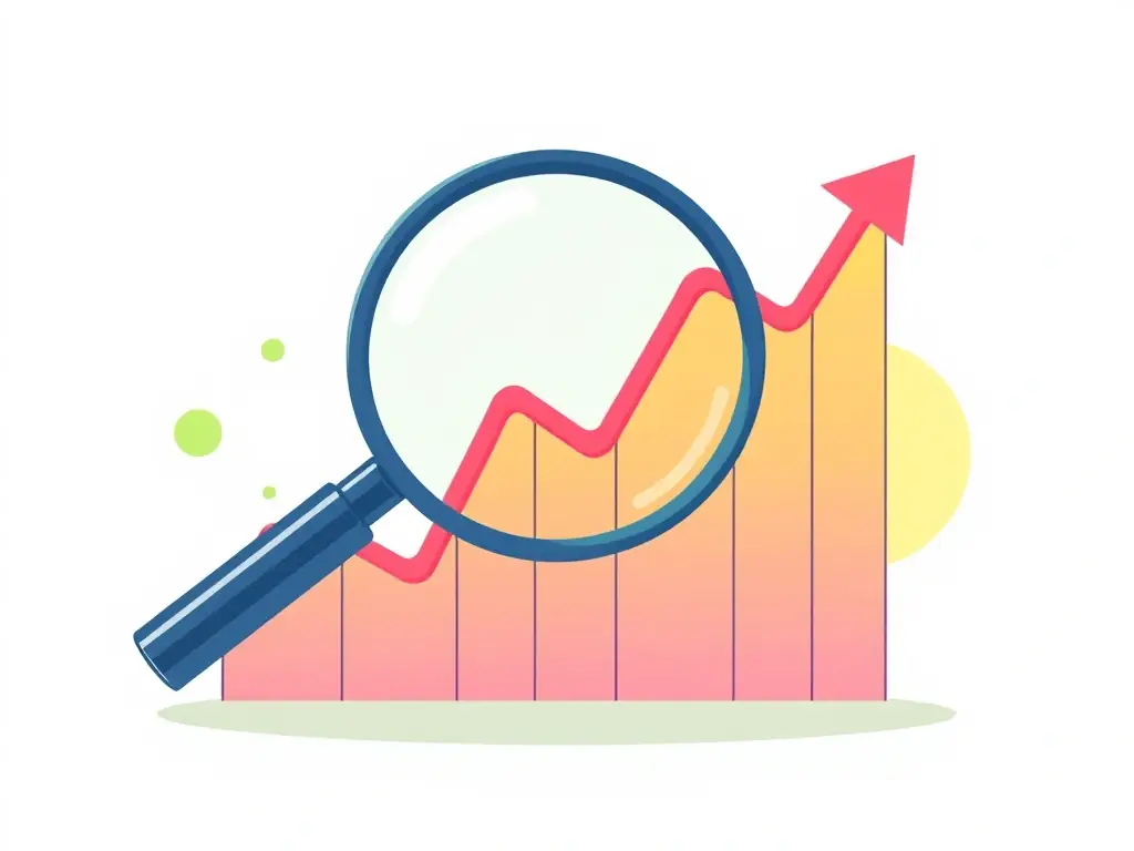 A graph showing upward trending financial growth, with a magnifying glass focusing on key investment areas. The image represents strategic investment and positive returns.